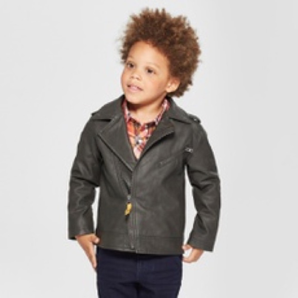 Genuine Kids Black Toddler Moto Jacket Asymmetrical Zip Size 2T
